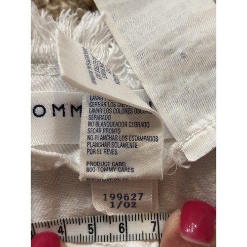 Vintage Tommy Hilfiger Size 6 American Flag Jean Mini Skirt Y2K Frayed Denim - Picture 4 of 6