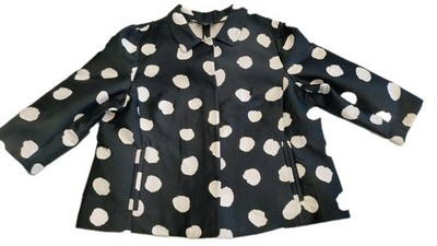 Talbots Crop Blazer Black White Polka Dot Plus Size 20 3/4 Sleeve Elegant Formal