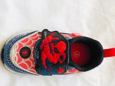 Marvel Spider-Man Boy's Hook Loop Sneakers Red Blue Black Web Size 5 Light Up