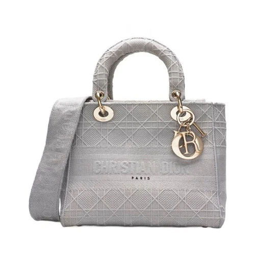Sac fourre tout moyen Dior gris clair Lady Di or clair 12345 123836458