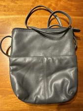 GREAT PRICE! ILI New York Toronto Gray Leather Crossbody Bag