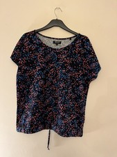 Ladies JD Williams Black Mix Scoop Neck Cap Sleeved Top Size 16