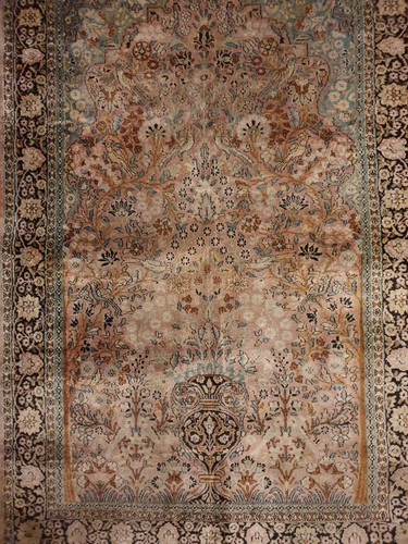 Seiden Handgeknüpfter Orientteppich LEBENSBAUM 124×192cm Vintage Seide Teppich - Bild 4 von 24