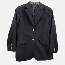 Brooks Brothers Loro Piana Blazer Jacket Womens 6 Wool Black Gold Buttons Italy