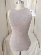  275 Helmut Lang RIBBON KNIT TANK - Size XS - Tan - New With Tags
