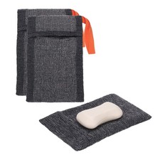2Pcs Loofah Soap Pouch Bar Soap Saver Bag with Orange Handle Grey