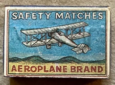 Vintage Antique Aeroplane Brand Safety Matches Full Cardboard Box Early Graphics