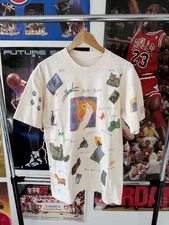 Vintage 90s Relevant Crazy Cat All Over Print Humane Society T-Shirt Size Large