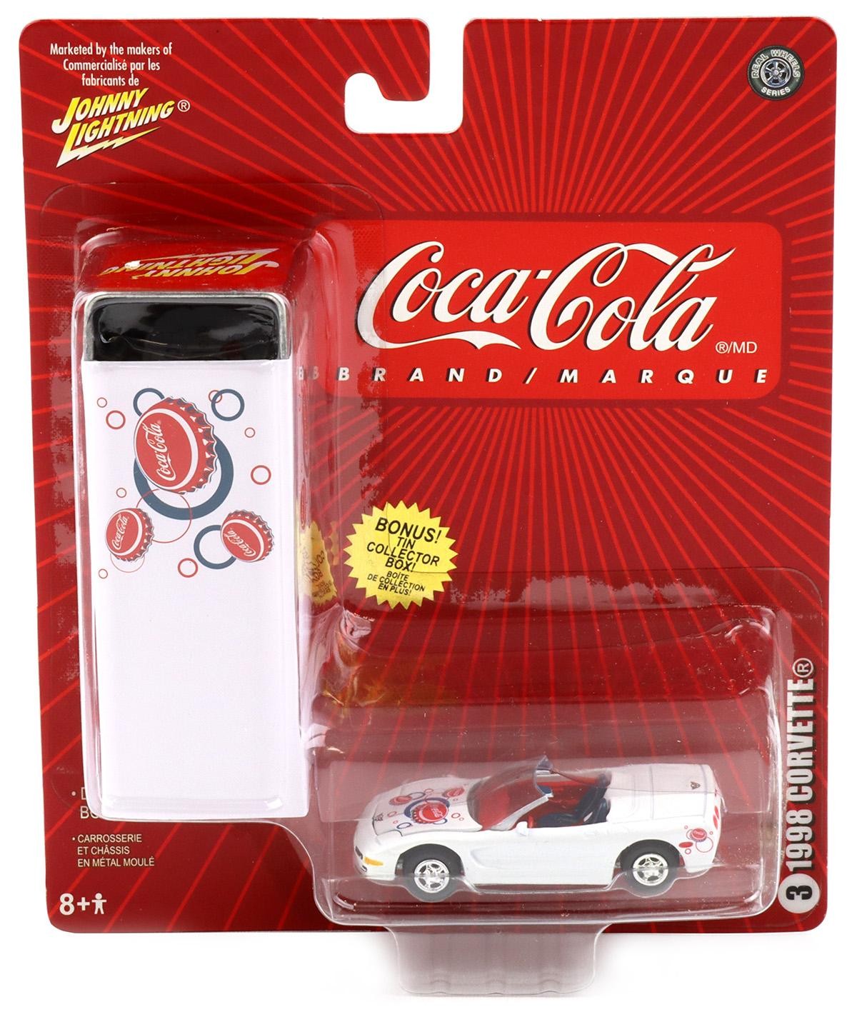1:64 Johnny Lightning 1998 Corvette White Coca Cola Brand Diecast Car 50401F