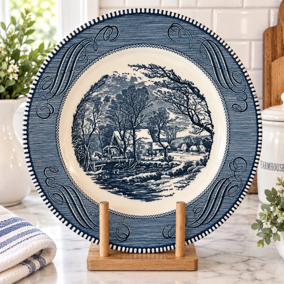 CURRIER & IVES SUMMERの絵皿　中古品 Royal China Currier And Ives Old Grist Mill for sale | eBay