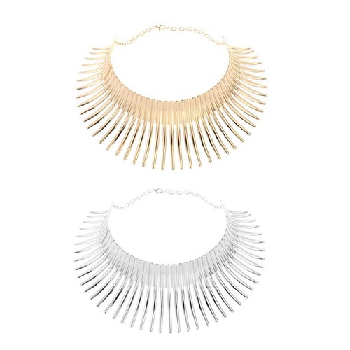 Collier Plastron Ras De Cou Pour Femmes - Épis Dorés En Alliage, Avec Pochette, Neuf Avec étiquettes
