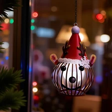 Christmas Elk Solar Lanterns, Metal Christmas Outdoor Hanging Lantern Waterpr...