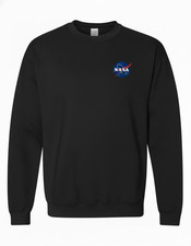 NASA Embroidered Meatball Logo Crew Neck Sweatshirt - Black -Sizes up to 3x