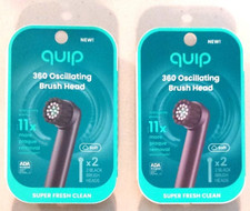 LOT 2X 2 PACK 4 GENUINE QUIP 360 OSCILLATING TOOTHBRUSH SOFT BLACK BRUSH HEADS