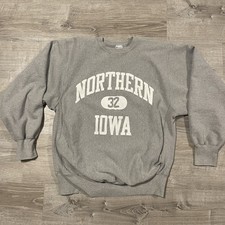 Vintage 80s 90s Northern Iowa Champion Reverse Weave Gray Sweatshirt Size 2XL