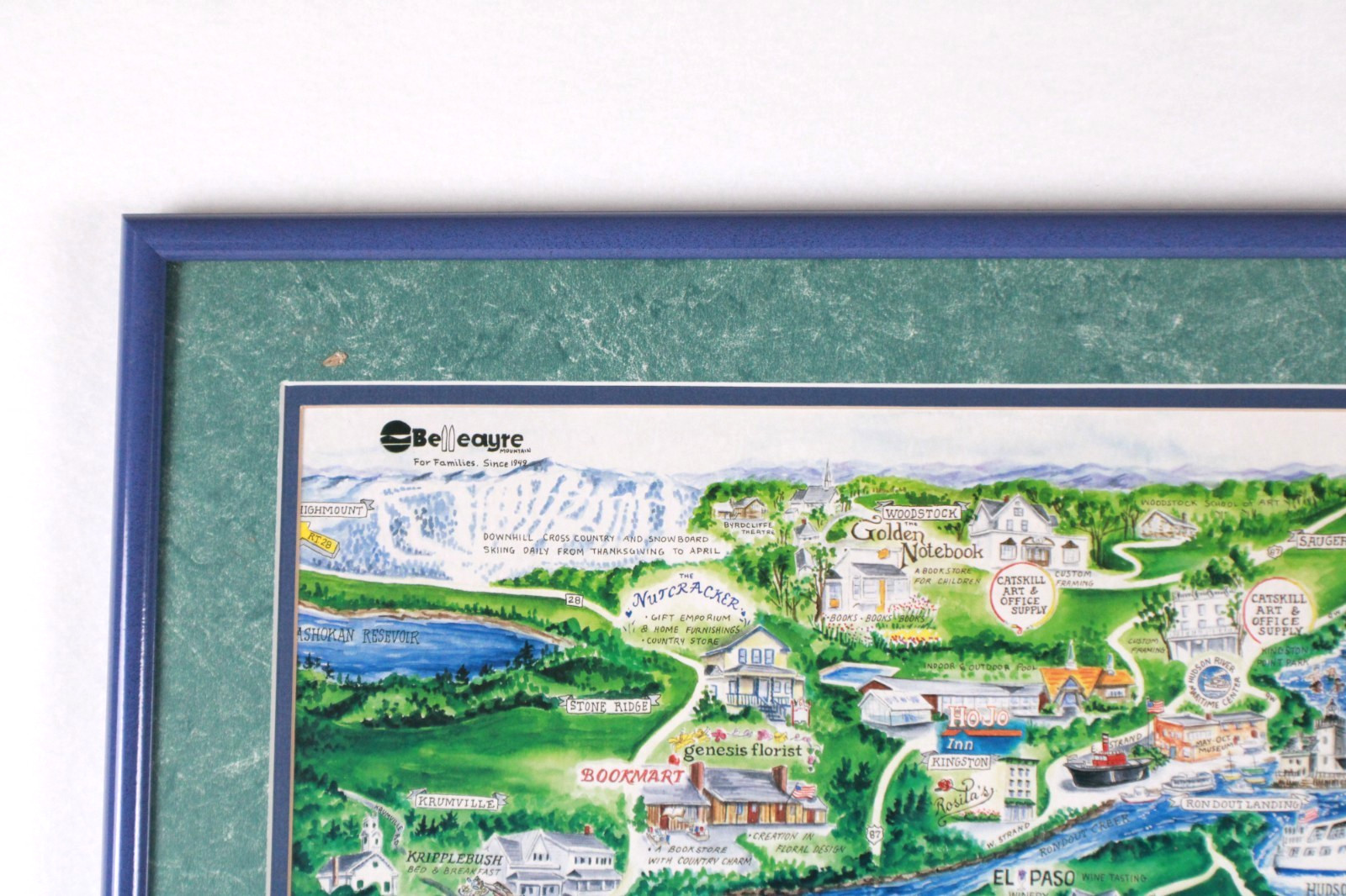 Hudson River Valley NY Customed Framed Playful Pictorial Map Print 34"H x 28"W