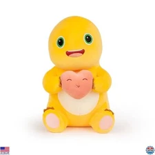 35cm Cute Yellow Dinosaur Plush Pillow, Soft Stuffed Animal with Heart, Kawaii