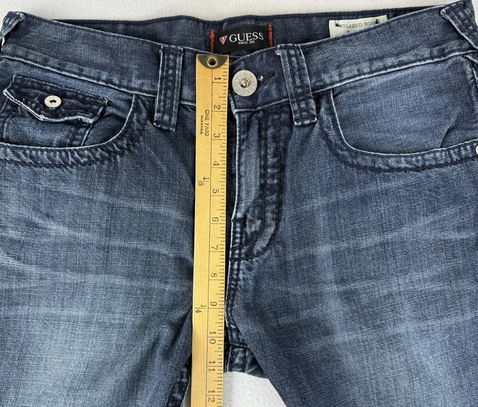 Guess Relaxed Bootcut Rancho Fit Blue Jeans Men’s 33x32 With Flap Pockets - Image 3 of 4