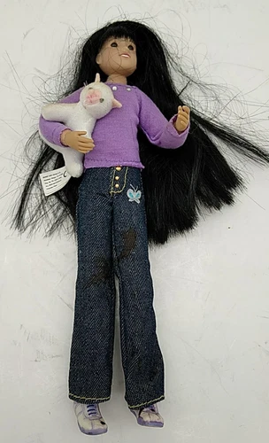 ONLY HEARTS CLUB DOLL 9" Tall With Pet Cat!  Long Black Hair Vintage Toy