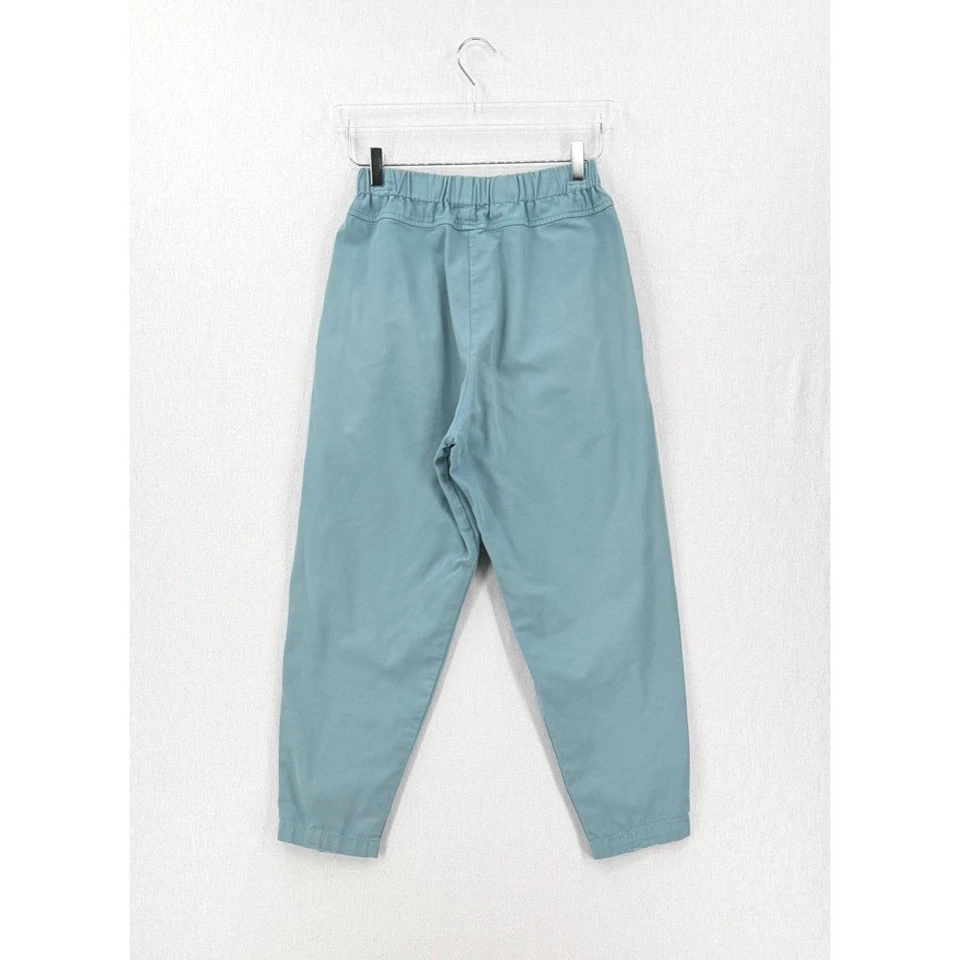 BLACK CRANE Carpenter Pants XS Blue Green Pleated High Rise Pull on Balloon - Image 2 of 4