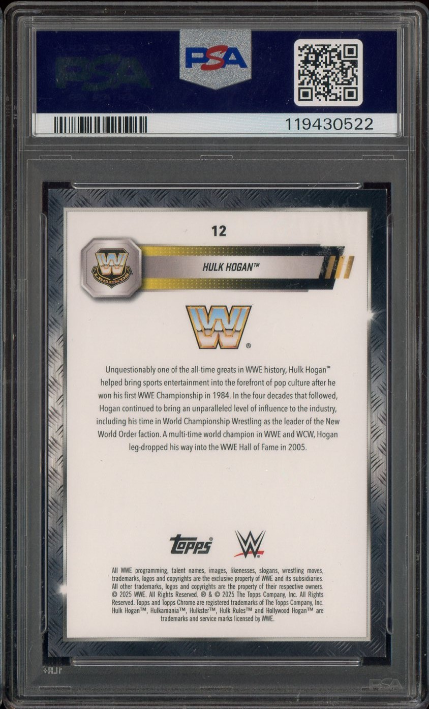 2025 Topps Chrome WWE Steel Cage Refractor #12 Hulk Hogan 14/37 PSA 9 MINT view 2