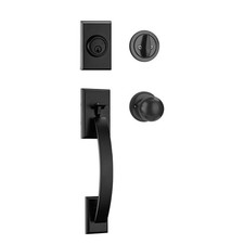 Front Door Handle with Deadbolt Lock, Black Door Handleset with Door knob for...
