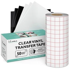 Vinyl Transfer Tape Roll, 6" X 50 Feet, Black/White, 6 count
