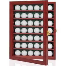 WELIDAY Golf Ball Display Case, Solid Wood Golf Ball Holder, Wall Mounted Golf B
