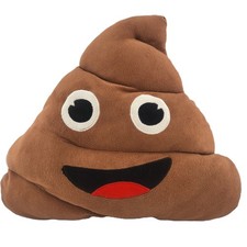Poop Emoji Pillow Plush Stuffed Brown Black Smile with Red Tongue Used No Tags