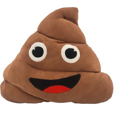 Poop Emoji Pillow Plush Stuffed Brown Black Smile with Red Tongue (Used) No Tags