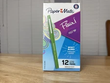 Paper Mate Flair Felt Tip Pens, Medium Point (0.7mm), Green, 12 Count