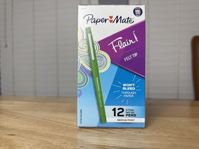 Paper Mate Flair Felt Tip Pens, Medium Point (0.7mm), Green, 12 Count