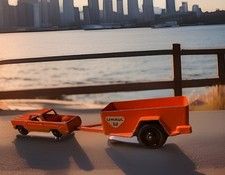 Vintage 60s Tootsie Toy Pickup Truck With U-Haul All 3 Stickers on Trailer