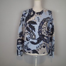 Ann Taylor Blue gray paisley Floral Sweater sz s cotton blend NWT