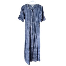 LoveShackFancy Blue Cloud Wash Cotton Lace Midi Dress XS Bohemian Pintuck
