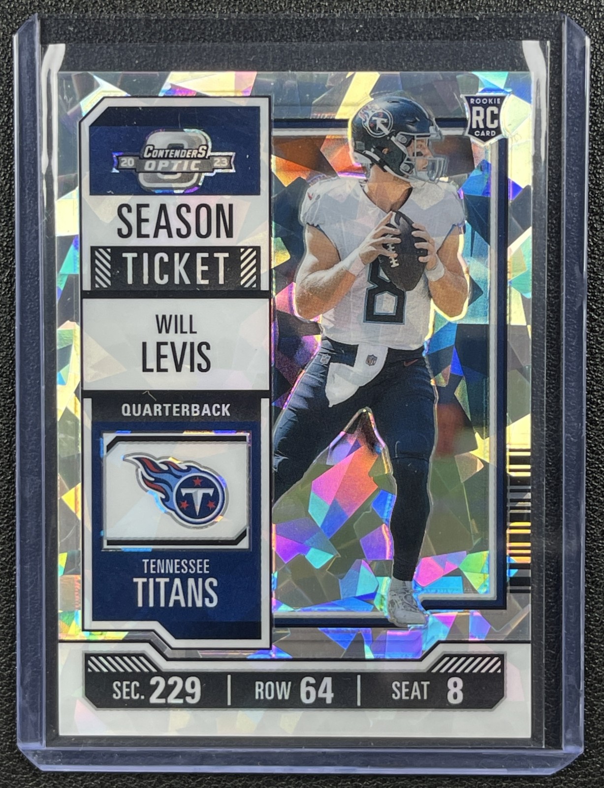 WILL LEVIS 2023 PANINI CONTENDERS OPTIC #56 ROOKIE CRACKED ICE RC TICKET 7 /22