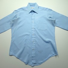 VTG Sears Mens Store Shirt Large Blue Dacron Polyester 80s Perma Prest Ultressa