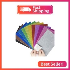 Allgala 12 Pack Glitter EVA Foam Paper 8" x 12" Sheets - Assorted Colors Self Ad