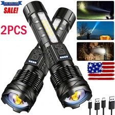 990000LM Super Bright LED Flashlight Rechargeable Tactical Work Light Zoom Lamp