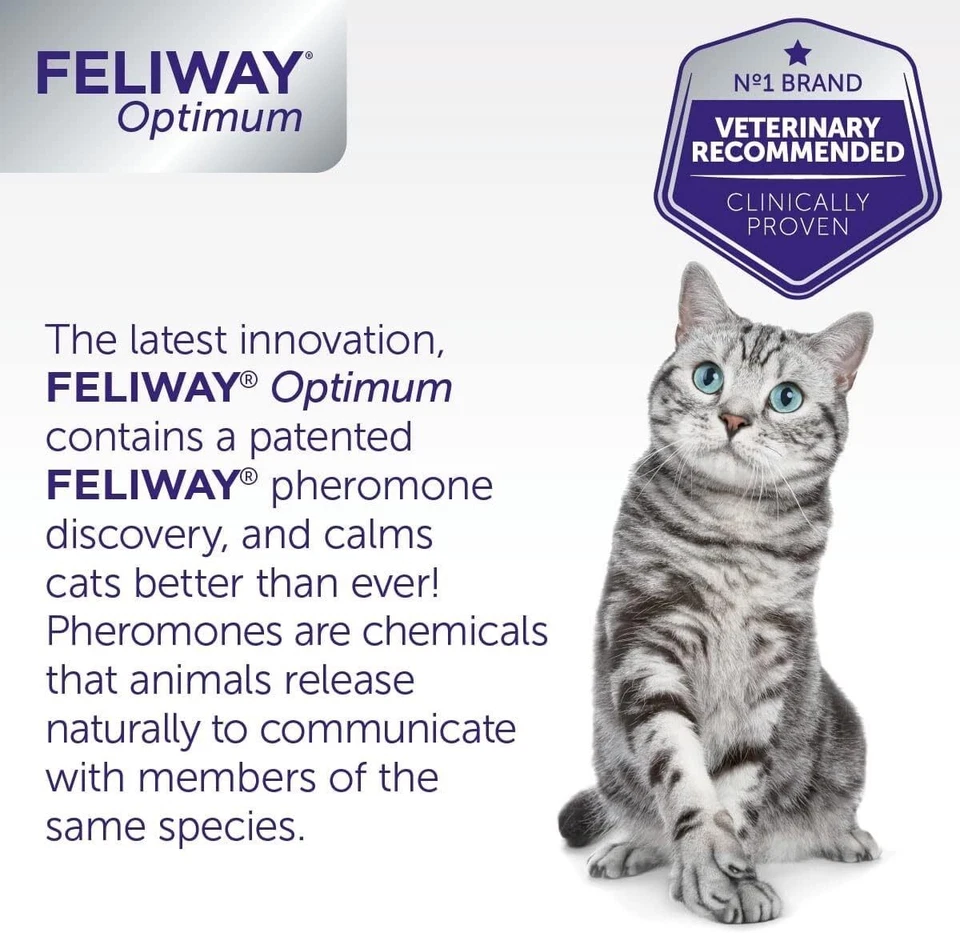 3Pack 48ML Feliway Optimum Cat Enhanced Calming Pheromone 3×30 Days Refill Cat - Image 4 of 4