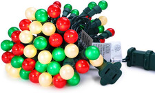 Red White and Green Christmas Lights G15 70 LED Globe String Lights Plug in Chri