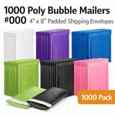1000 Poly Bubble Mailers #000 4x8 Padded Envelopes Shipping Bags Bulk