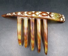 mid century hair comb faux tortoiseshell rhinestone hair accessories Made In USA