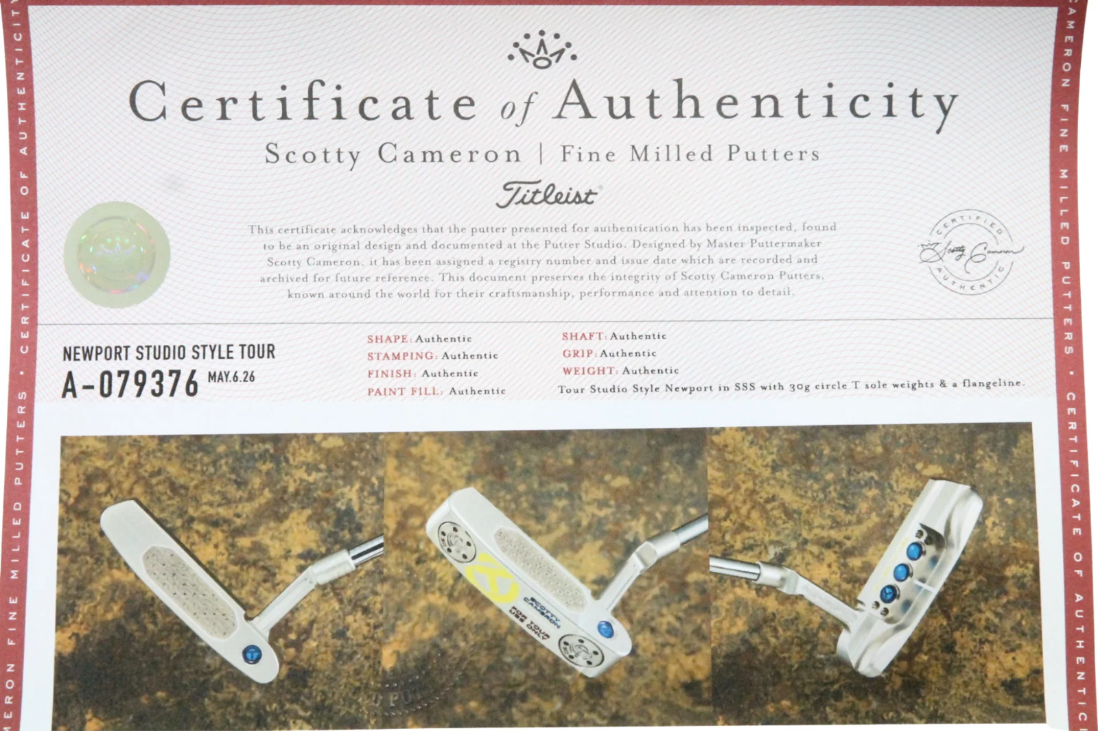 A079376, the certificate in the eBay listing's photos