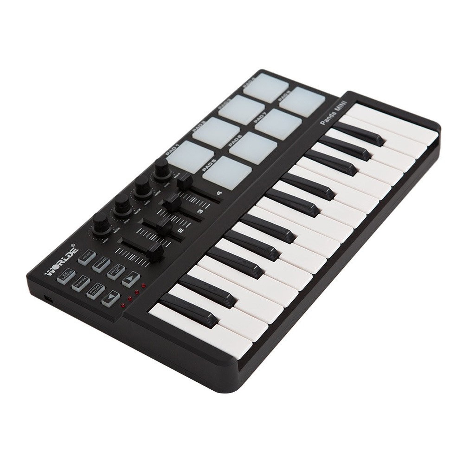 Mini 25-Key Midi Keyboard Controller With 8 Velocity-Sensitive Drum Pads, Por...