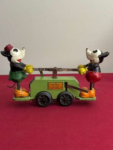 Antique Mickey Mouse & Minnie Mouse Train Hand Car by Disney & Lionel Circa 1934