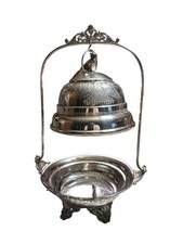 Ancien beurrier recouvert d'argent Simpson Hall Miller & Co. avec finition oiseau