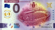 Zero 0 Euro Note - 0 Euro - Netherlands - 750 Amsterdam 2025-9 Anniversary