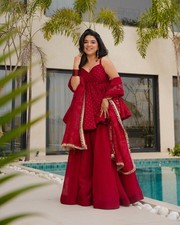 INDIAN SALWAR KAMEEZ PAKISTANI WEDDING PARTY DRESS WEAR BOLLYWOOD SUIT SHARARA