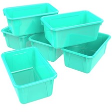 Small Cubby Bins Plastic Storage Containers for Classroom, 12.2 x 7.8 x 5.1...